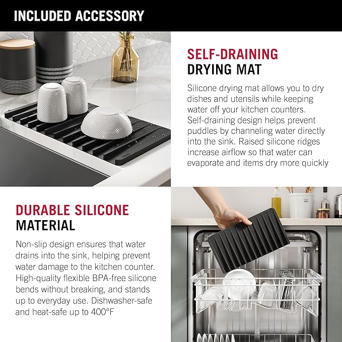 DELTA FAUCET Rivet 23-inch Workstation Kitchen Sink Undermount 16 Gauge Stainless Steel Single Bowl with WorkFlow Ledge and Kit of 5 Accessories, 95B9031-23S-SS