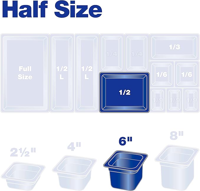 Carlisle FoodService Products Storplus 1/2-Size Food Pan for Catering, Buffets, and Restaurants, Polycarbonate 6 Inches Deep, Black