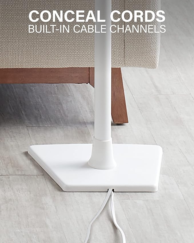 SANUS Speaker Stands Pair for Sonos One, One SL & Play:1 - Premium Fixed Height Speaker Stand w/Built-in Cable Management Channels & Easy 3-Step Install – White, Pair