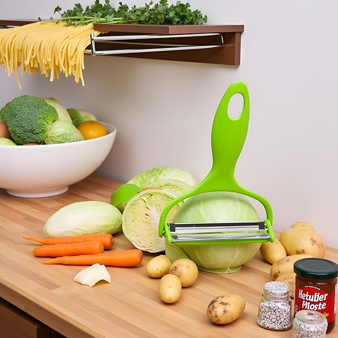 2Pcs Green Cabbage Shredder,Vegetable Cutter Cabbage Slicer,Stainless Steel Fruit Vegetable Potato Peeler Graters Kitchen Must Have for Home Restaurants Peeling, Grating and Slicing Tools