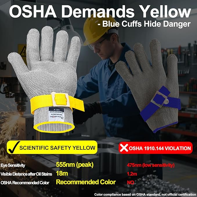 Dowellife ANSI A9 Cut Resistant Glove Food Grade, Stainless Steel Mesh Metal Knife Cutting Glove for Butcher Meat Cutting Oyster Shucking Kitchen Mandoline Chef Slicing Fish Fillet (Small-12 Pcs)