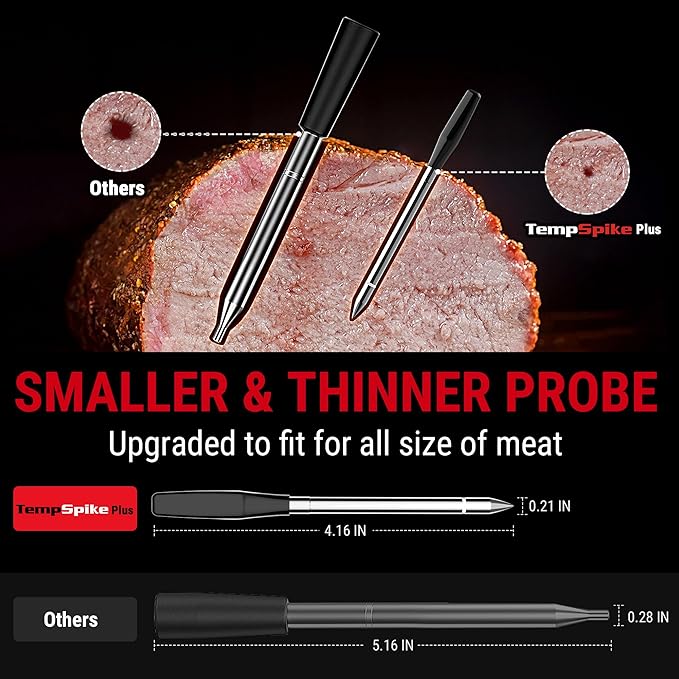 ThermoPro 600FT Wireless Meat Thermometer with Upgraded Ultra-Thin Probe, Bluetooth Meat Thermometer Wireless for Outside Grill, Smoker Thermometer for BBQ Oven Rotisserie Sous Vide (TP970)