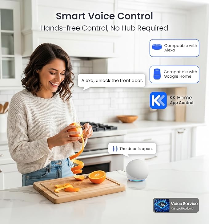 Veise VE027 Built-in Wi-Fi Smart Lock, Fingerprint Keyless Entry Front Door Lock, App Remote Control, No Hub Needed, Keypad Deadbolt, IP65 Waterproof, Auto Lock, BHMA Grade 3, Satin Nickel