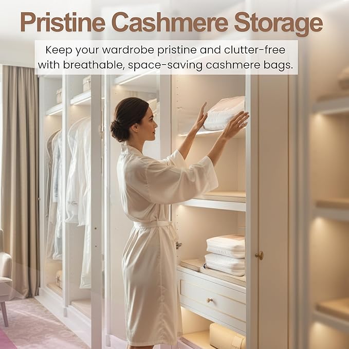 The Cashmere Choice Cashmere Sweater Storage Bags – 100% Cotton Breathable Clothes Protection Bag – XL
