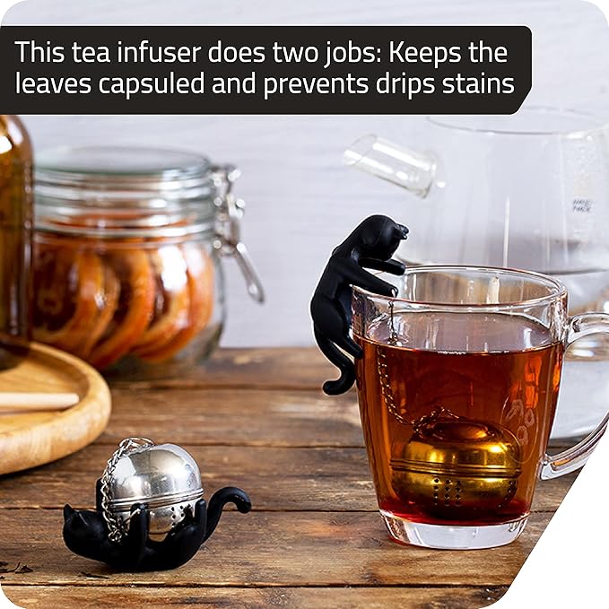 Title Peleg Design Catty Tea Infuser – Cute Stainless Steel Cat Tea Strainer for Loose Leaf Tea | Fun Animal Tea Steeper & Gift for Tea Lovers, Black