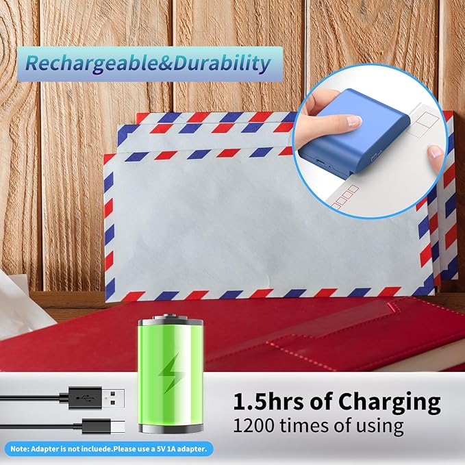 Rechargeable Electric Letter Opener - Automatic Letter Opener Envelope Slitter, Electric Letter Opener Envelope Slitter for Universal Mail and Envelopes,Blue