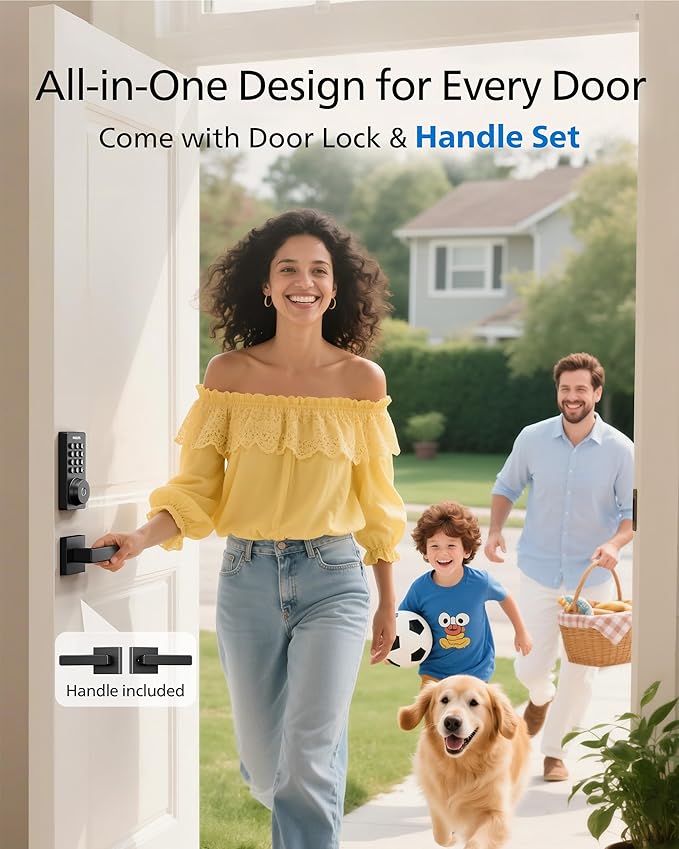 Philips WiFi Keypad Door Lock with Handle, Built-in WiFi, APP/Voice/Fingerprint/Passcode/Key Unlock, Smart Lock for Front Door, Complete Front Door Lock Set, Keyless Entry, Digital Deadbolt, Auto-Lock
