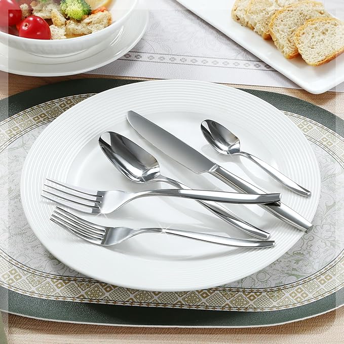 Silverware Set For 4, 20-Piece Flatware Set Cutlery Set,Premium Stainless Steel,Tableware Include Forks Knives Spoons for Kitchen, Home, Wedding, Party, Mirror Polished and Dishwasher Safe