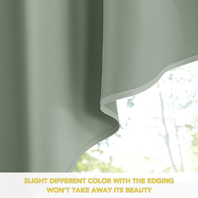 NICETOWN Kitchen Curtains - Room Darkening Thermal Insulated Thick Soft Swag Curtains, 2 Panels, 36" x 63", Greyish Green
