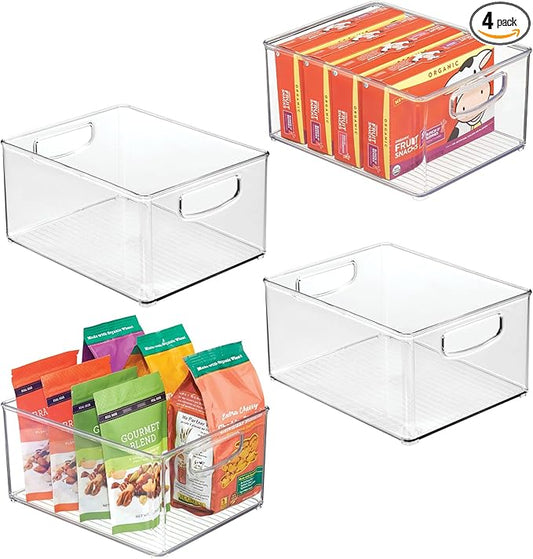 InterDesign iDesign Stackable Storage Bin - Organize Pantry, Fridge, or Freezer, Set of 4, Clear, Made in USA