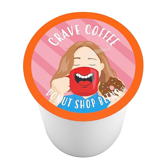Crave Beverages Donut Shop - Medium Roast Coffee Pods for Keurig K Cup Brewers, 100 Count