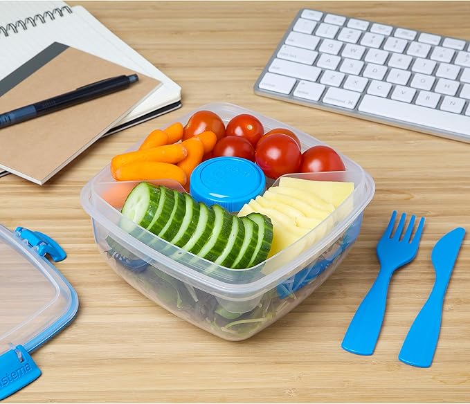 4/Pack Sistema Klip It Salad To Go Container Freezer 4.5 Cup Assorted Colors