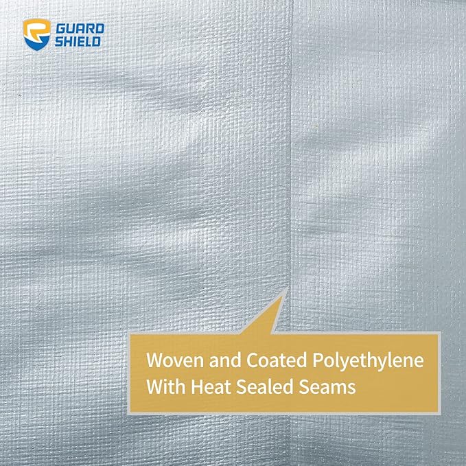 GUARD SHIELD Heavy Duty Tarp 20x40 Feet Silver Multi Purpose Thick Waterproof Poly Tarp Cover 10mil