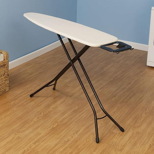 Household Essentials Ultra Ironing Board, 4-Leg, with Steel Top and Iron Rest, Cotton Cover with Fiber Pad, Heat and Stain Resistant, Antique Bronze Frame