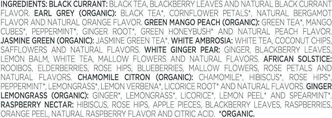Tea Forte Tea Sampler Presentation Box, 20 Assorted Handcrafted Pyramid Tea Infuser Bags, Tea Tasting Assortment: Black, White, Green, Herbal