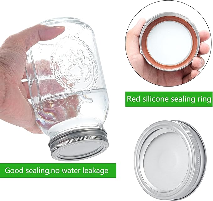 72Pcs Canning Lids with Rings Regular Mouth, for Ball, Kerr Jars - Split-Type Metal Mason Jar Lids for Canning - 100% Fit & Airtight for Jars (36Lids+36Rings for Regular Mouth)