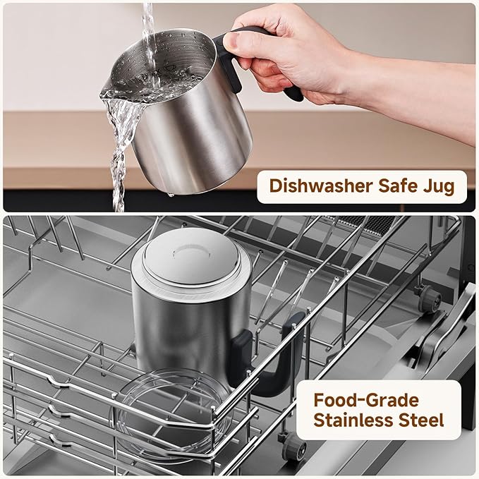 8-in-1 Milk Frother and Steamer 600W, AMZCHEF 17oz/500ml Detachable Frother for Coffee, Automatic Warm and Cold Foam Maker, Hot Chocolate Maker, Dishwasher Safe, LED Display