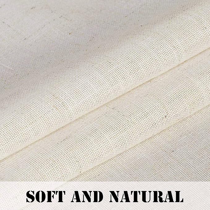 Linen Curtains Elegant Natural Linen Blended Curtains Energy Efficient Light Filtering / Rod Pocket Window Treatments Panels / Drapes for Livingroom (Set of 2, Ivory, 52 inch W X 108 inch L)
