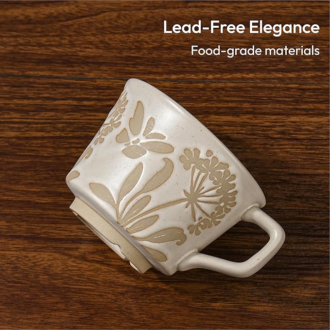 Ceramic Coffee Mug, 12 oz Novelty Unique Teacup with Handle, Stoneware Cup for Tea Mocha Latte Cappuccino Espresso (Butterfly)
