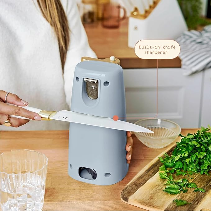 Beautiful Automatic Can Opener Kit, Hands-Free Electric Opener with Safety Auto-Stop & Magnetic Lid Catcher, Special Edition (Blue)