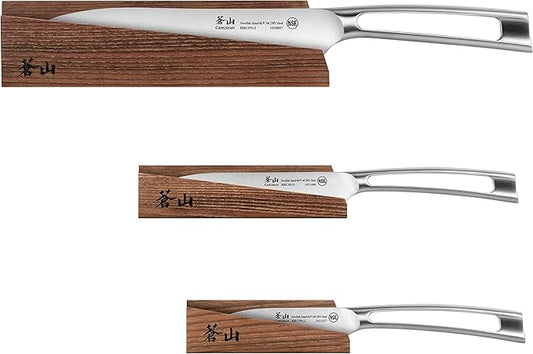 Cangshan TN1 Series 1021936 Swedish 14C28N Steel Forged 3-Piece Starter Knife Set with Wood Sheaths