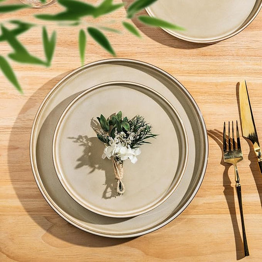 AmorArc Ceramic Dinnerware Sets, Handmade Reactive Glaze Stoneware Plates and Bowls Sets,Highly Chip and Crack Resistant | Dishwasher & Microwave Safe Dishes Set, Service for 6 (18pc)