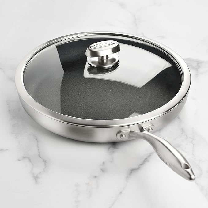 Scanpan CX+ 12.5" Fry Pan with Glass Lid - Stratanium Plus Nonstick - 5-ply Stainless Steel