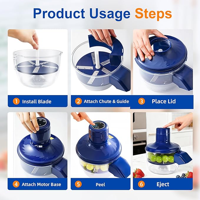 Electric Grape Peeler, Garlic Peeler, Fruit Peeler with Stainless Steel Blade for Grapes, Garlic and Soft Fruits, High Performance Home Kitchen Tool