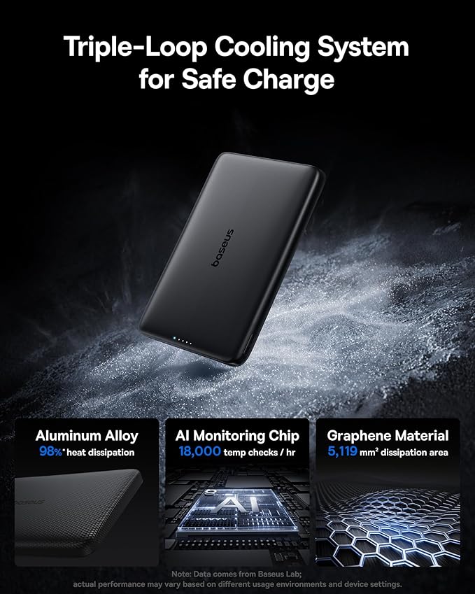 Baseus Picogo Magsafe Portable Charger, Qi2 Certified 0.5" Ultra Slim 15W Wireless Power Bank, 10000mAh 27W Fast Charging Magnetic Battery Pack with USB-C for iPhone 17/16/15/14/13/12 Series Only