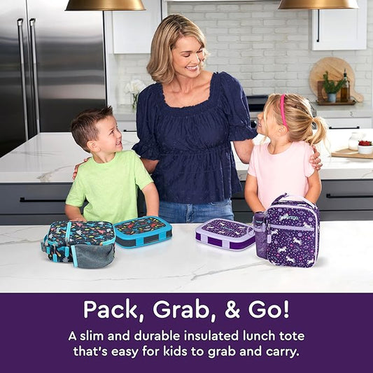 Bentgo Kids Insulated Lunch Tote - Water-Resistant, Reusable, Lightweight & Durable Lunch Bag with Water Bottle Holder & Mesh Pocket, Fits Lunch Box & Water Bottle - Ideal for Ages 3+ (Unicorn)