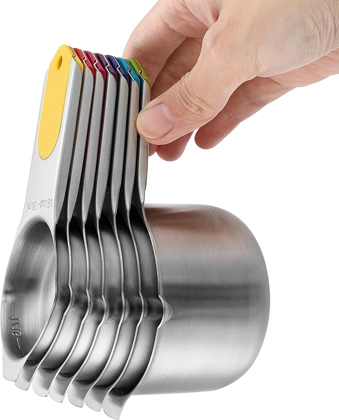 Spring Chef Magnetic Measuring Cups & Spoons Set, Patented, Strong N45 Magnets, Heavy Duty Stainless Steel Fits in Spice Jars for Baking & Cooking, BPA Free, Set of 15 with Leveler, Multicolor