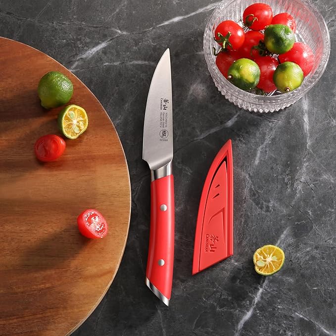 Cangshan HELENA Series German Steel Forged 3.5" Paring Knife with Sheath (Red)
