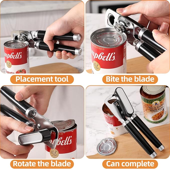 Smooth Edge Can Opener with Ergonomic Handles, Leaves No Sharp Edges, Dishwasher Safe & Easy to Clean, Rust-Resistant Stainless Steel