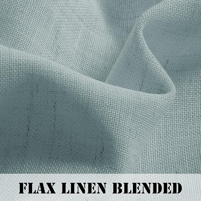 H.VERSAILTEX Linen Curtains Elegant Natural Linen Semi Sheer Curtains Energy Light Filtering Rod Pocket Window Treatments Panels for Living Room (Set of 2, Cloud Blue, 52 inch W X 72 inch L)