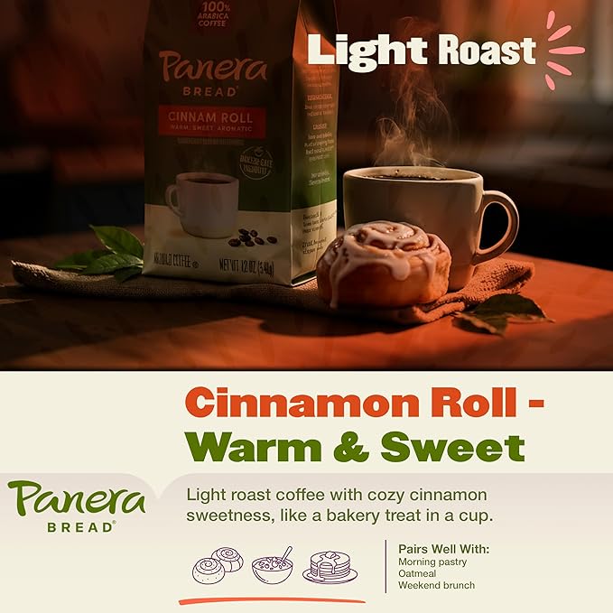 Panera Bread Cinnamon Roll Coffee Cups - Medium Roast Single Serve Pods, 100% Arabica, No Artificial Flavors, Bakery-Cafe Inspired, Keurig Compatible, 10 Single Serve Pods (1 Pack of 10)