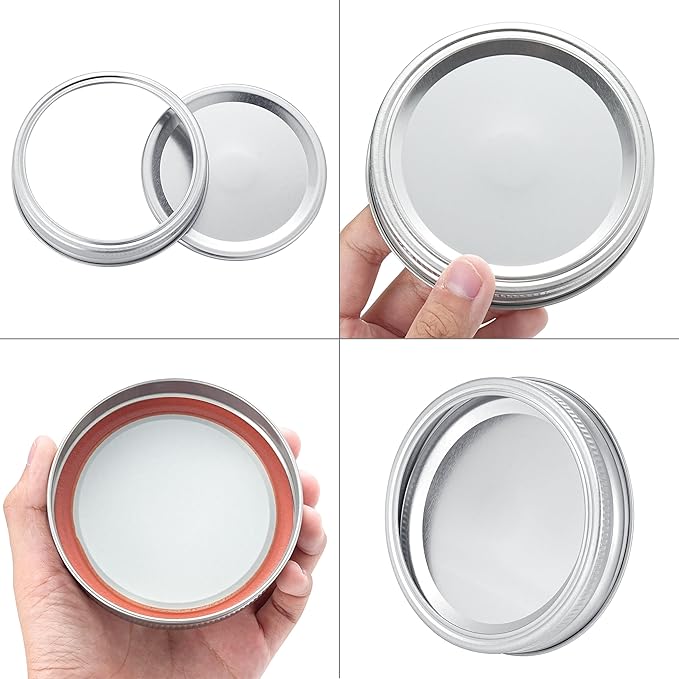 72Pcs Canning Lids with Rings Wide Mouth, for Ball, Kerr Jars - Split-Type Metal Mason Jar Lids for Canning - 100% Fit & Airtight for Regular Mouth Jars (36Lids+36Rings for Wide Mouth)