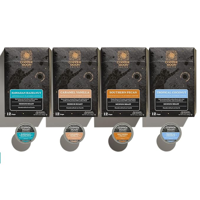 Copper Moon Single Serve Coffee Pods For Keurig K-Cup Brewers, Light/Medium Roast, Flavored Variety Pack, 12 Count (Pack of 4)