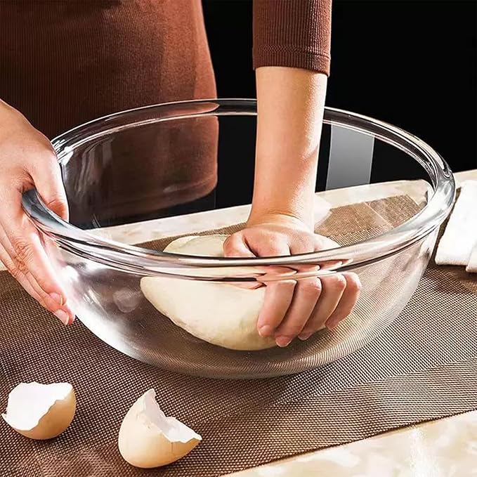 6.2Quart Large Glass Bowl for Sourdough Bread Making with Lid,Thickened 12Inch Clear Glass Salad Cooking Bowls for Kitchen Salad Bread Storage, For Prepping, Marinating & Brining Kimch