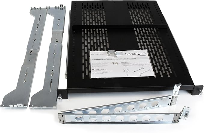 StarTech.com 2U Vented Sliding Rack Shelf w/ Cable Management Arm & Adjustable Mounting Depth - 110lbs / 50kg - 24in Deep