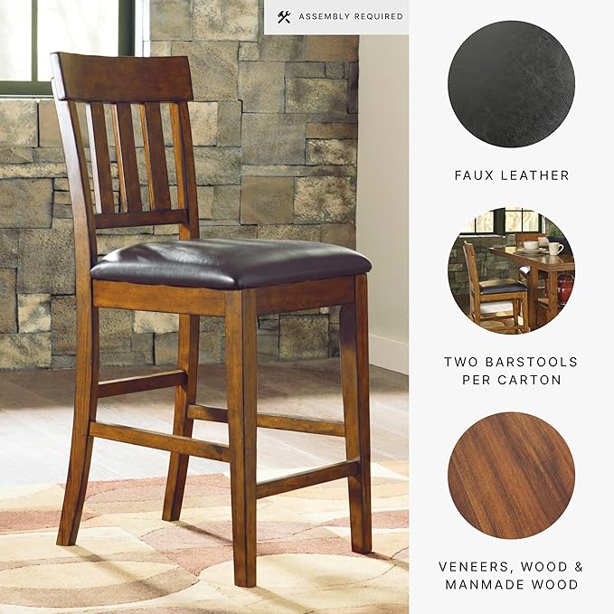 Signature Design by Ashley Ralene Counter Height Bar Stool, Medium Brown