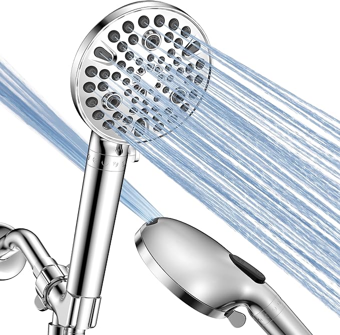 MakeFit Handheld Shower Head with Filter - High Pressure Shower Head with 10 Spray Modes, Hard Water Softener Shower Head with Hose and Bracket