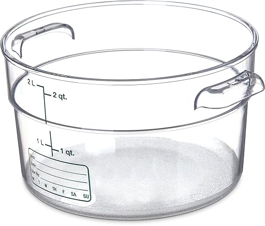 Carlisle FoodService Products Storplus Round Food Storage Container with Stackable Design for Catering, Buffets, Restaurants, Polycarbonate (Pc), 2 Quart, Clear, (Pack of 12)