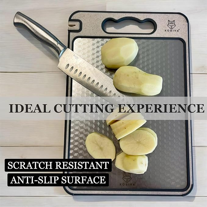 304 Stainless Steel Cutting Board 14.5x11 with Built-in Knife Sharpener | Safe Meat Chopping Board for Kitchen. Dishwasher Safe with Juice Groove, Non-Slip Feet, Durable & Rust-Resistant