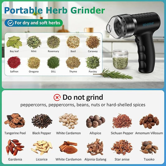 Electric Herb Grinder – USB Rechargeable Automatic Grinder with Digital Display | 1.5 g Single Grinding | Perfect for Kitchen Herb Grinders & Spice Grinding | Includes Storage Jars & Funnels