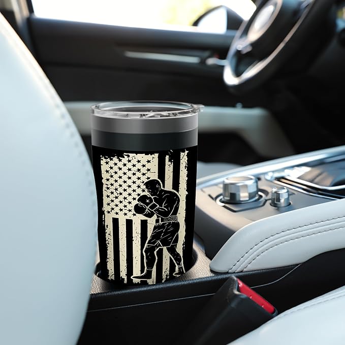 American Flag Boxing Patriotic Boxer Stainless Steel Insulated Tumbler