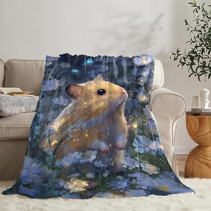 Hamster Blanket Gifts for Girls Boys Cute Animal Lover Throw Cozy Plush Fleece Flannel Lightweight Fuzzy Blankets for Women Men 60"X50"