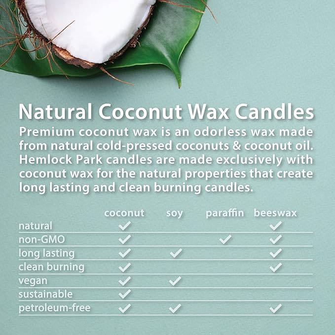 Hemlock Park Crackling Wood Wick Candle Handcrafted with Natural Coconut Wax (Large 16 oz, Smoked Palo Santo)