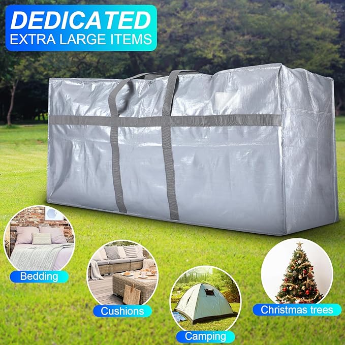 6 Pcs 66 Gallon Large Moving Bags with Zipper and Handles Foldable Storage Duffle Bags Heavy Duty Extra Large Totes for College Dorm Travel Clothes Blankets Bedding Moving (Silver)