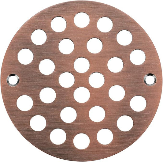4-Inch Screw-in Shower Strainer Drain Cover Replacement Floor Strainer (Antique Copper)