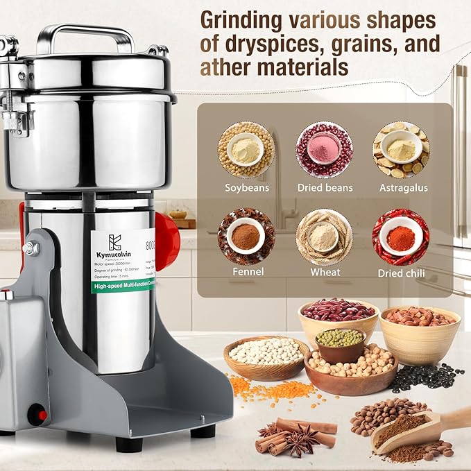 Electric Grain Mill Grinder-2500g 110V 4100W Performance Grain Mill,Suitable for Kitchen, Household,Commercial Use of Crushing Dry Grains,Spices,Herbs,Coffee,Corn,Pepper Grinder. (2500g)